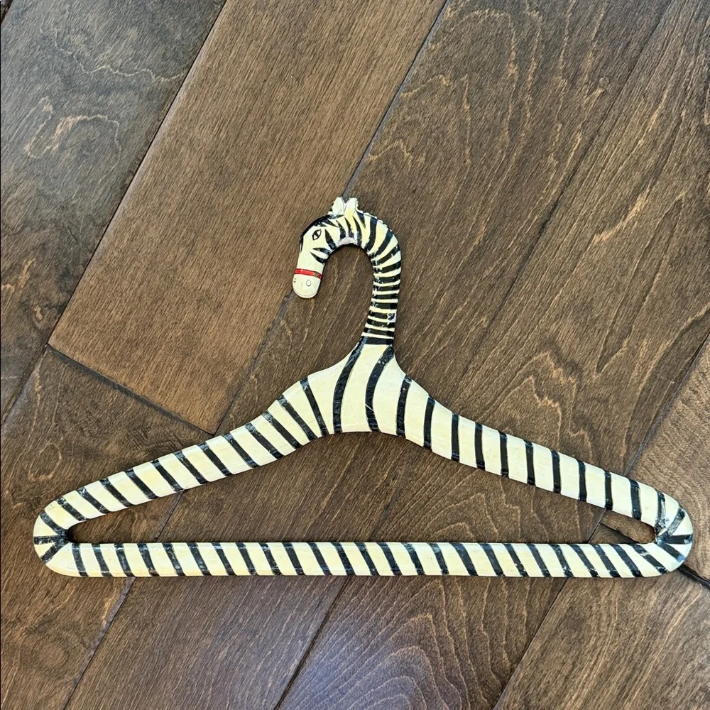 Hand painted wooden Zebra hanger